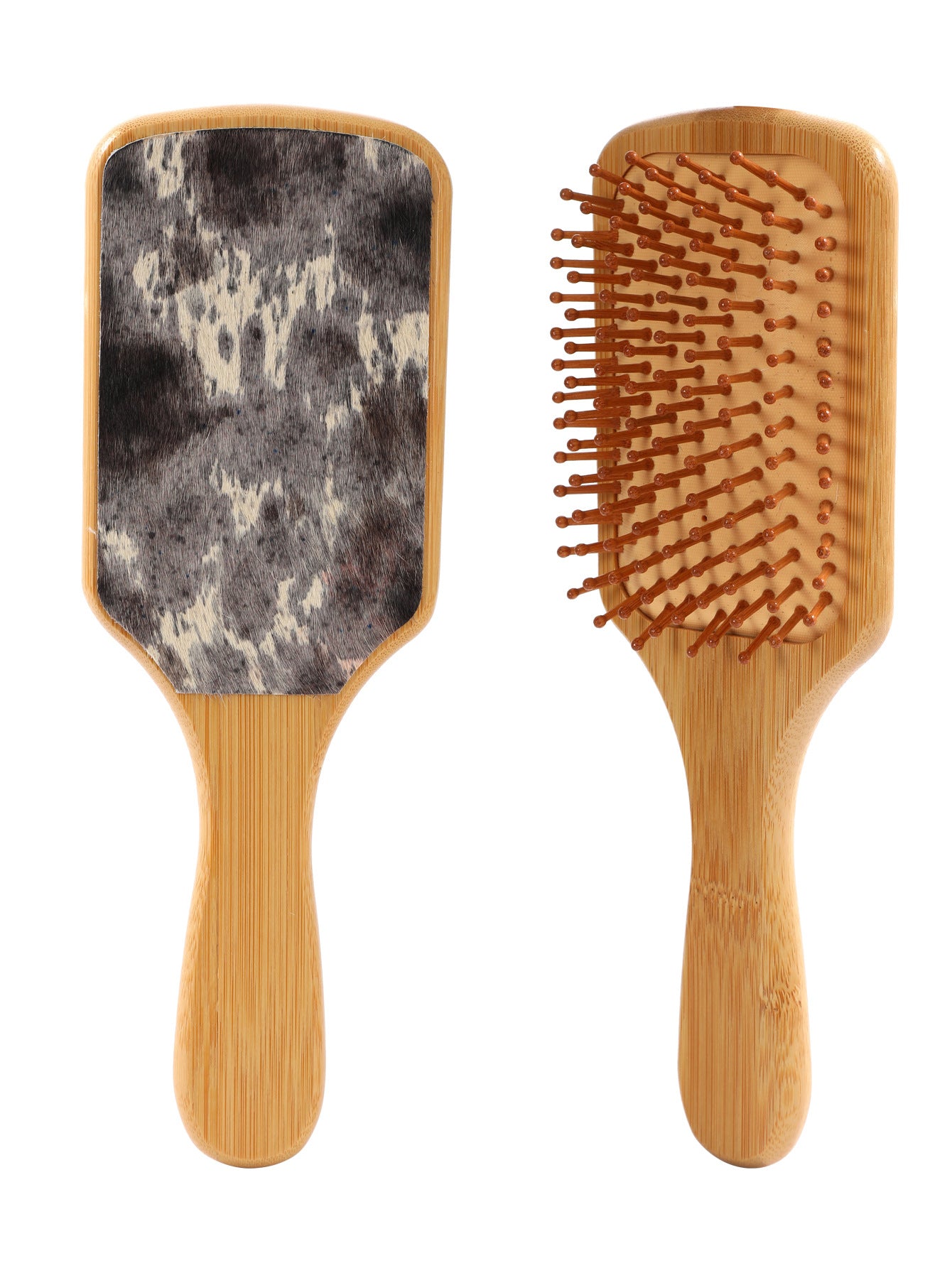 Wholesale Bamboo Real Leather Cow Retro Western Cowboy Style Air Cushion Comb Airbag Comb Meridian Massage Comb Hairdressing Comb